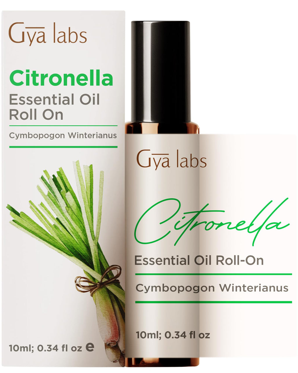 Gya Labs Citronella Essential Oil Roll on - 100% Pure Natural Citronella Oil Roller, Natural Aromatherapy, Travel Size (0.34 Fl 