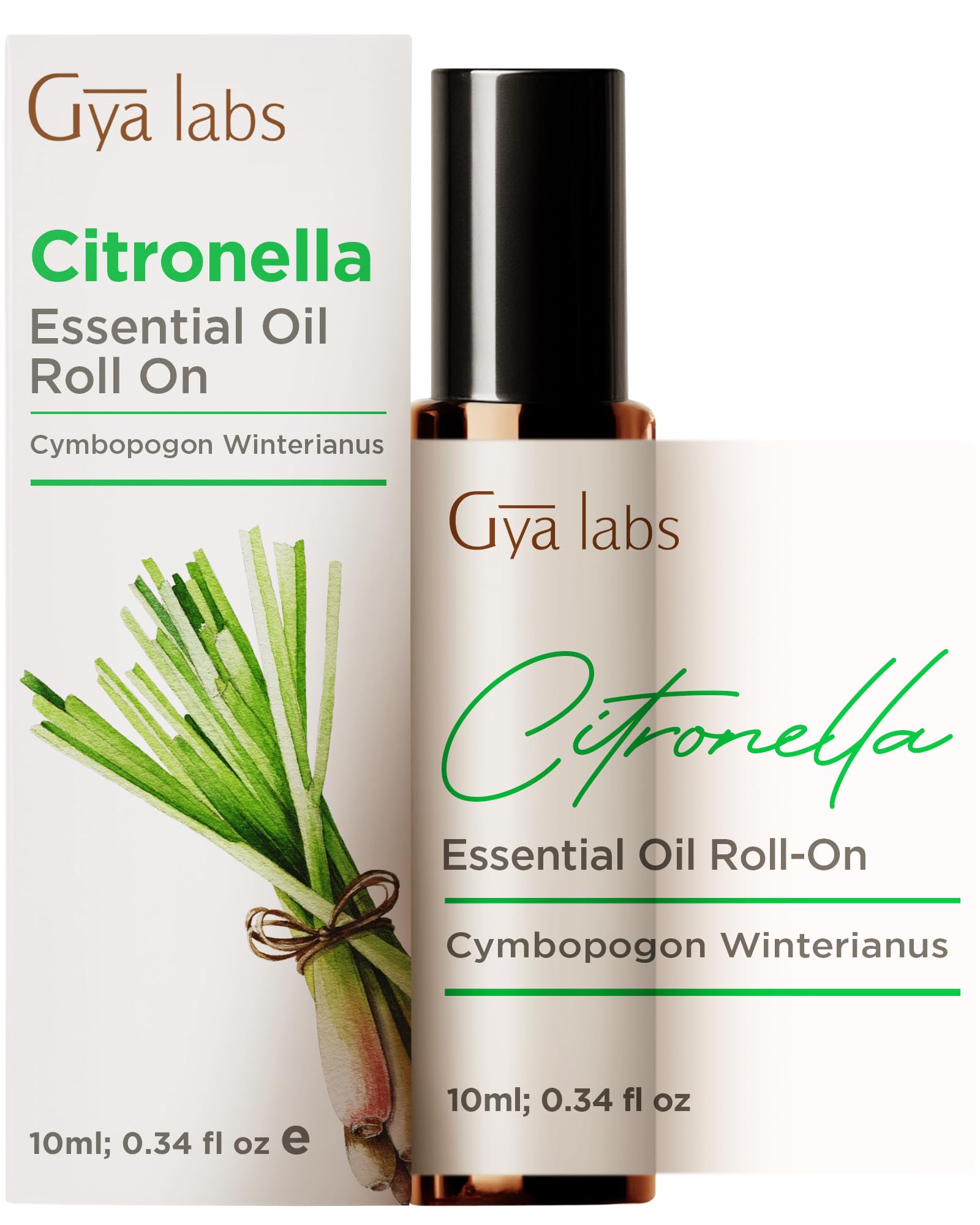 Gya Labs Citronella Essential Oil Roll on - 100% Pure Natural Citronella Oil Roller, Natural Aromatherapy, Travel Size (0.34 Fl 
