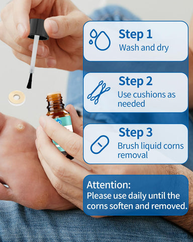 MQ Professional Corn & Callus Remover Liquid for Feet & Toes - Fast Acting for Corn Removal, Hard Skin & Dead Skin - Includes 15