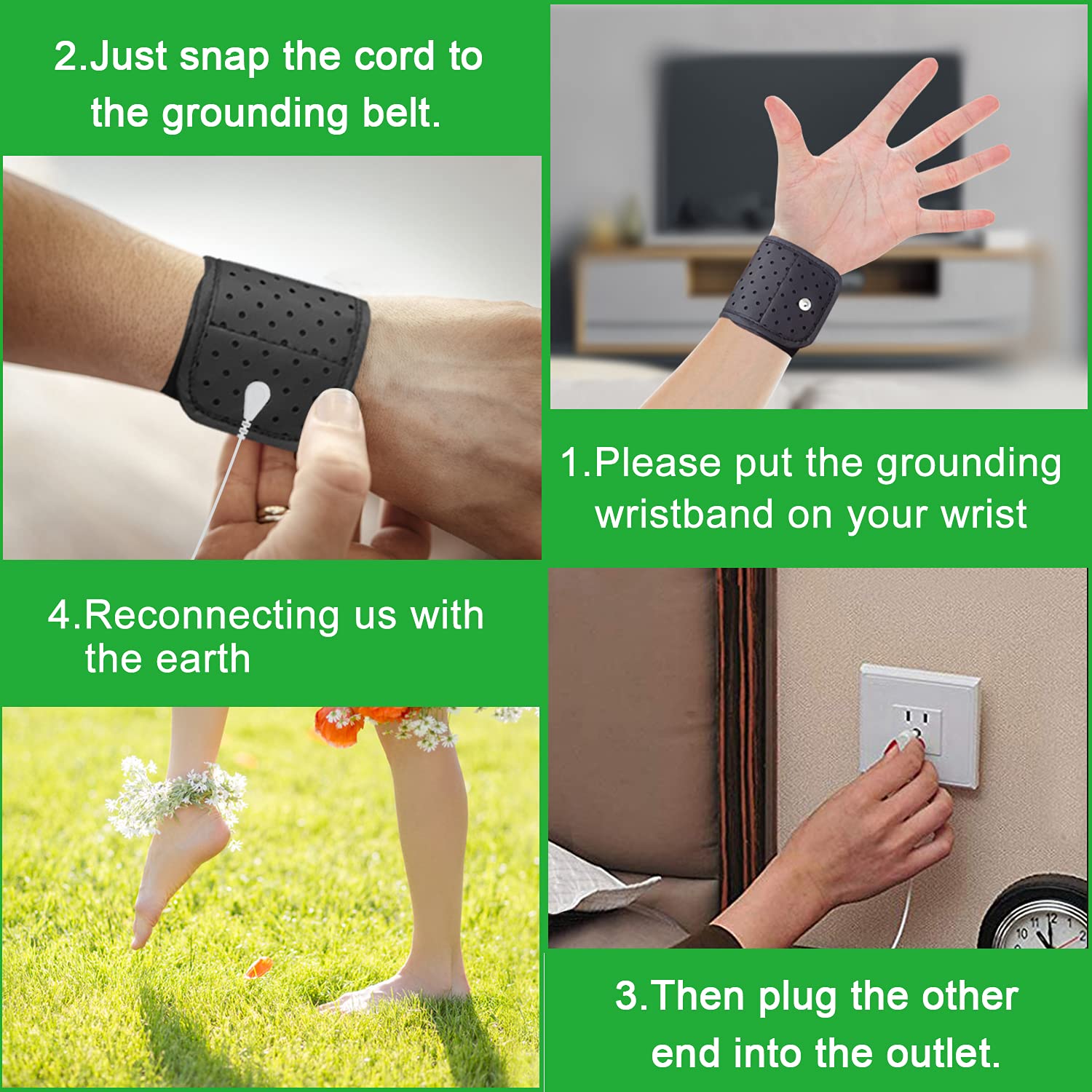Grounding Strap, Grounding Wristband Protection for Men and Women, Grounding therapy wrist support brace, Grounding Conductive C