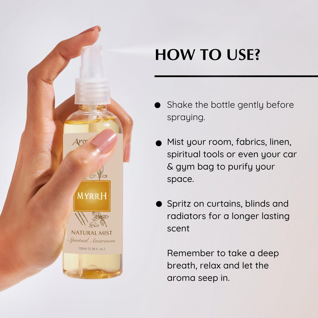 Aromafume Resin Natural Mist Spray 100 ml / 3.3oz | Ideal for positive energy, spirituality & rituals | Made with Commiphora Myr