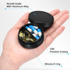 Aufew Small Pill Case, Durable Metal Pill Box, Airtight & Waterproof for Travel and Daily Use, Portable Vitamin Holder for Pocke
