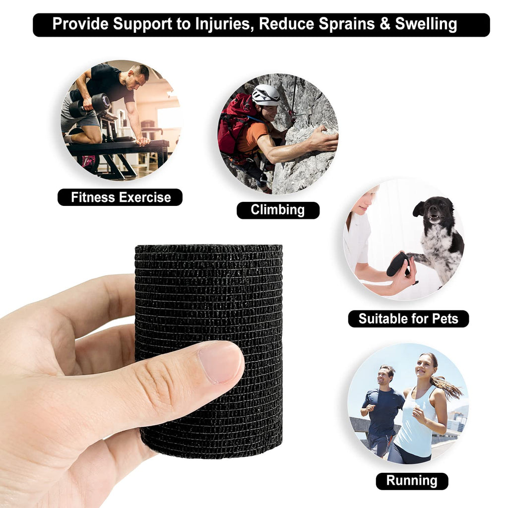 Self Adhesive Bandage Wrap(12 Pack, 3 Inch x 5 Yards), First Aid Medical Cohesive Bandage Tape, Breathable Elastic Sports Athlet