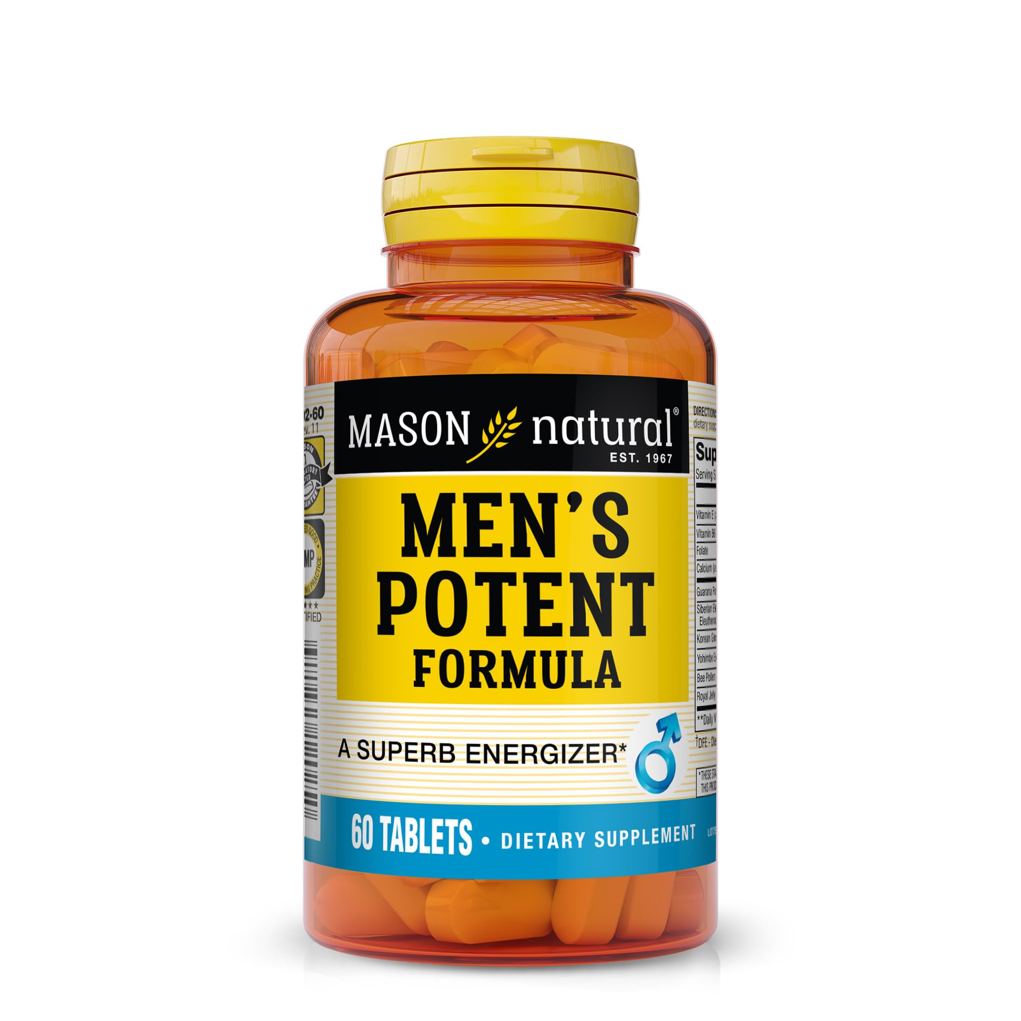 MASON NATURAL Mens Potent Formula - Supports Energy and Performance, Improved, Endurance, Stamina and Vitality, Herbal Complex 