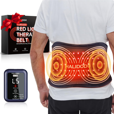 Upgraded Red Light Therapy Belt & Vibration Back Massage Heated Red Light Therapy Device for Body - Magnetic Controller, 660nm&8