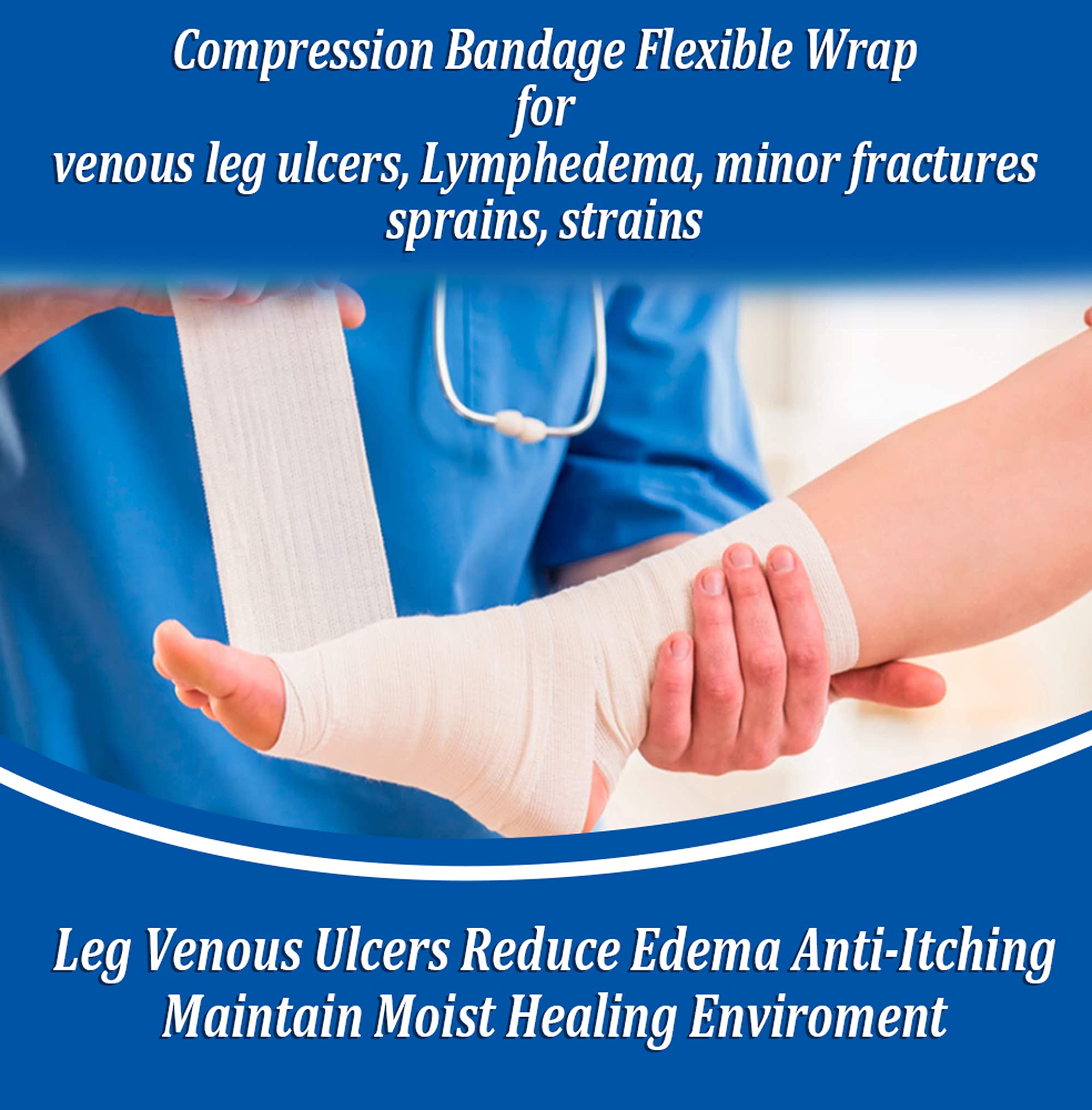 Sion Biotext Flexible Unna Boot Fabric Bandages with Zinc and Calamine, First Aid Kit Emergency Supplies, Ankle Brace Compressio