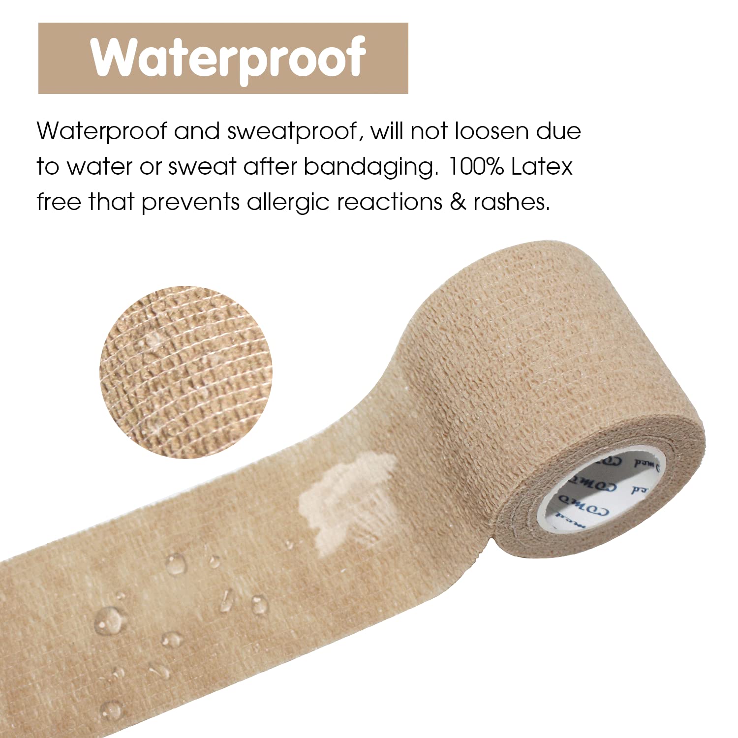 COMOmed Self Adhesive Bandage Tape-Self Adherent Stretch Medical Bandage Wrap Athletic Tape Vet Tape 2Inch 5Yards-6 Count(Skin)