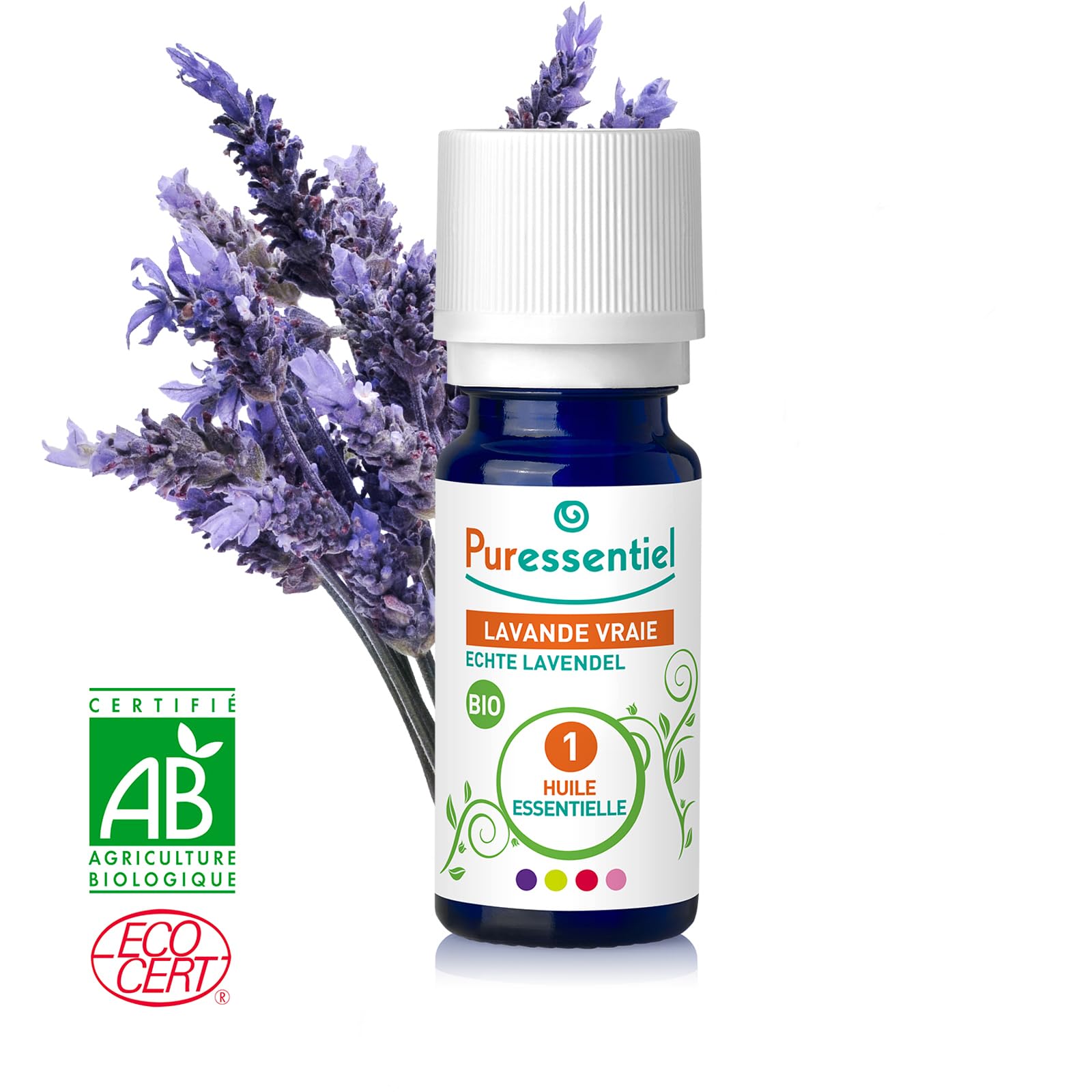 Puressentiel Organic True Lavender Essential Oil - Soothing and Calming Properties - Therapeutic Grade - for Aromatherapy and Ma