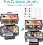 Travel Pill Organizer Large Portable Medication Fullicon Oversize 8 Compartment Pill Box, Vitamin Travel Case Pill Holder - Airt