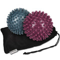 Navaris Spiky Massage Balls - Set of 2 - Hedgehog Balls for Self Massage - 1x Medium-Hard & 1x Hard Ball - Pair of Bumpy Massage