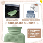 Amylove 3 Pcs Mini Hot Water Bottle for Hot & Cold Compress with Cover 320ml Silicone Microwave Heating Bottles Small Water Bag