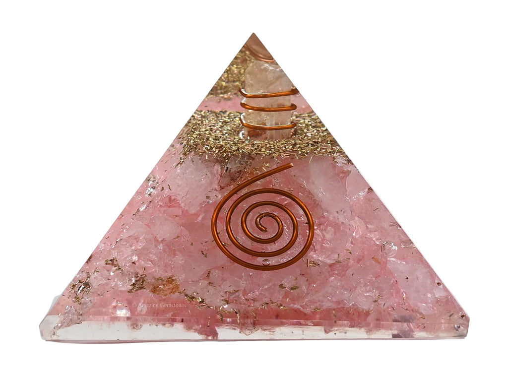 Amazing Gemstone Large Rose Quartz Orgonite Pyramid | Pink Crystal Pyramid | Organ Pyramids Positive Energy Healing