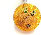 Jet Citrine Metatron's Cube Merkaba 7 Chakras with Crystals Stones Orgone Pendant 2 inch Approx Adjustable Energy Generator Neck