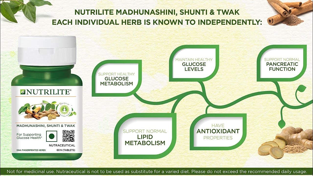 Amway Nutrilite Madhunashini, Shunti & Twak(60 Tablets)