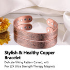 Feraco 12X Strength Wide Copper Bracelet for Men Magnetic Bracelets for Men with Neodymium Magnets, Pure Copper Jewelry Cuff Ban