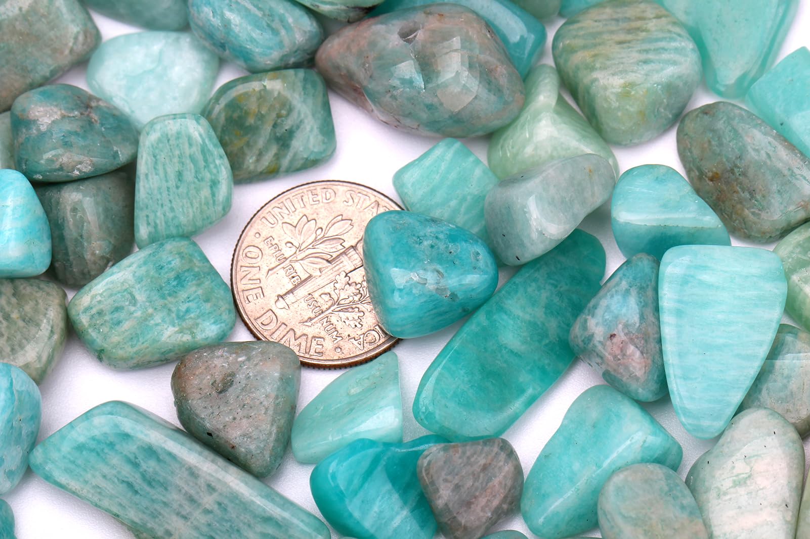 ZenQ 1 lb Amazonite Tumbled Stone Chips Crushed Natural Crystal Quartz Pieces