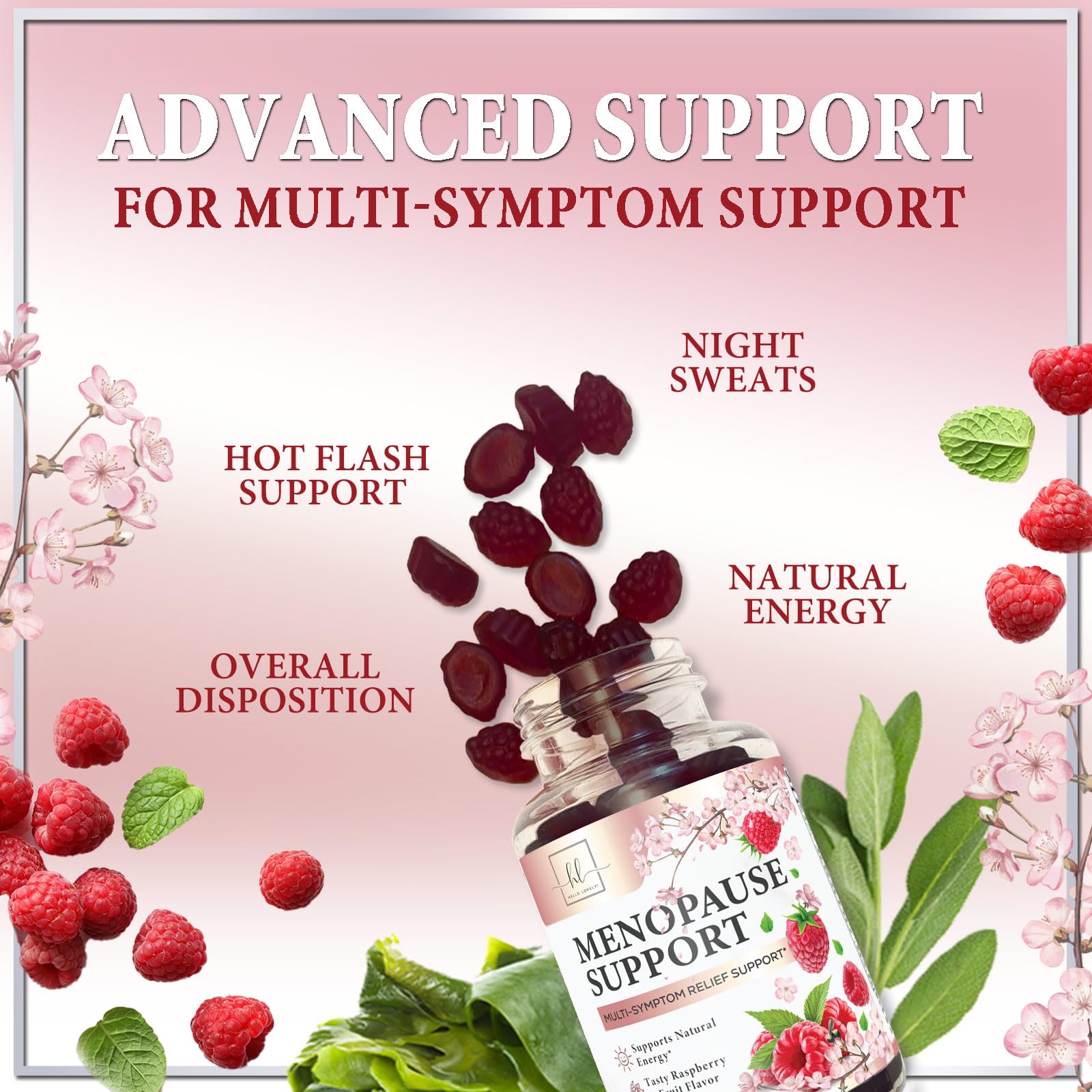 Menopause Supplements for Women, Multi-Symptom Menopause Relief for Women Vitamin Gummy, with PABA & Sage Extract, Supports Nigh