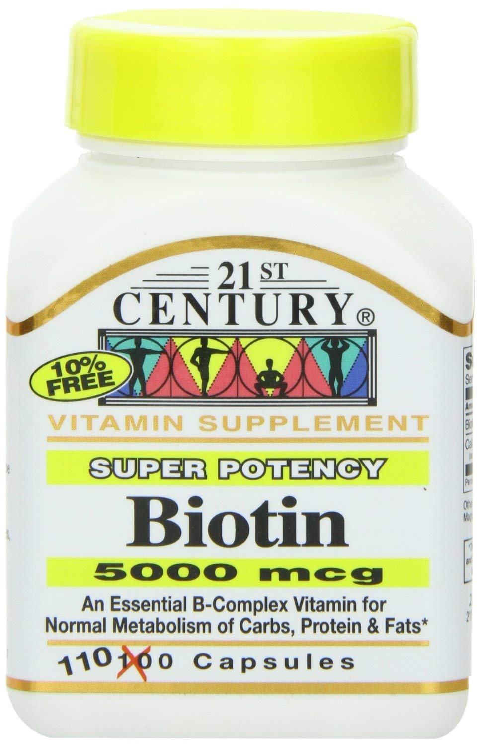 Biotin 5000 Mcg Capsules, 330 Count (in 3 Bottles) / Biotine 5000 Mcg Capsules, 330 Count (En 3 bouteilles)