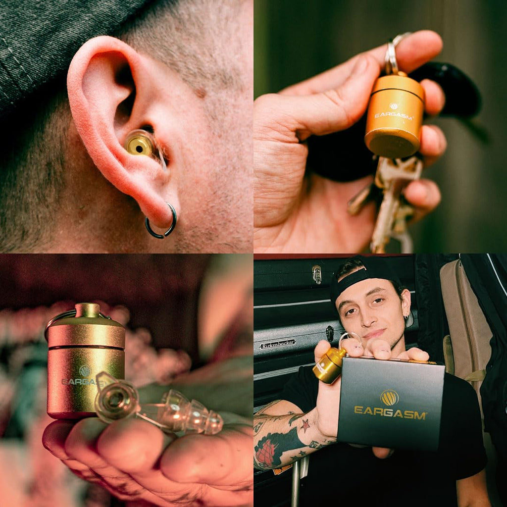 Eargasm High Fidelity Earplugs with Gold Filters - Reusable Noise Reduction Hearing Protection Ear-Plugs with Carrying Case for