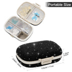 Soleebee Portable 8 Compartments Daily Pill Organizer, Bling Crystal Diamond Pill Box, Small Travel Pill Case, Pill Dispenser, M