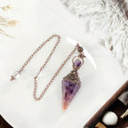 Loveliome Healing Crystal Pendulum for Divination, Wicca Dowsing Balancing Spiritual Resin Gemstone Point Pendant,Citrine