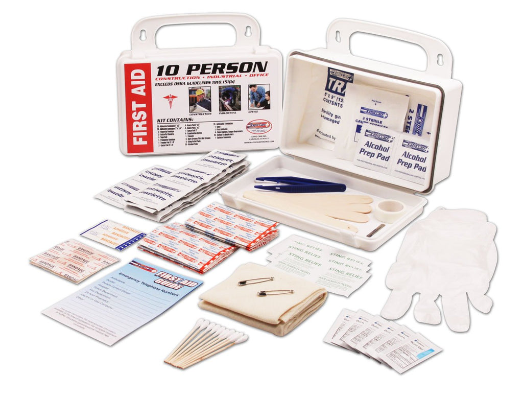 Rapid Care First Aid RC-10MAN-W 10 person 106 Piece ANSI/OSHA Compliant First Aid Kit in Wall Mountable Poly Case