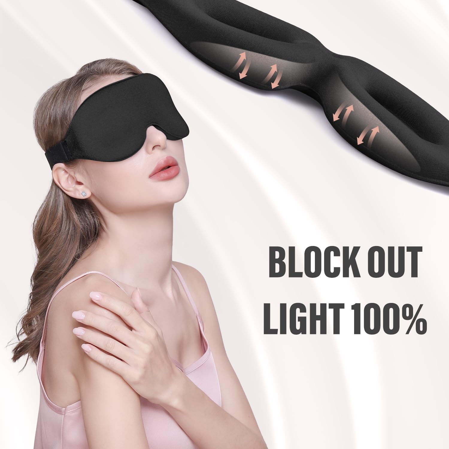 YIVIEW Sleep Mask for Side Sleeper, 100% Light Blocking 3D Sleeping Eye Mask, Soft Breathable Eye Cover for Women Men, Relaxing