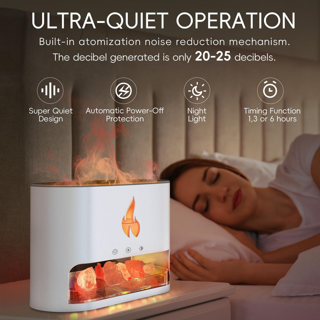 YALEDI Essential Oil Diffuser, Fireplace Fire Flame Aromatherapy Diffuser, 250ml Himalayan Salt Lamp Scent Diffuser, Cool Mist H