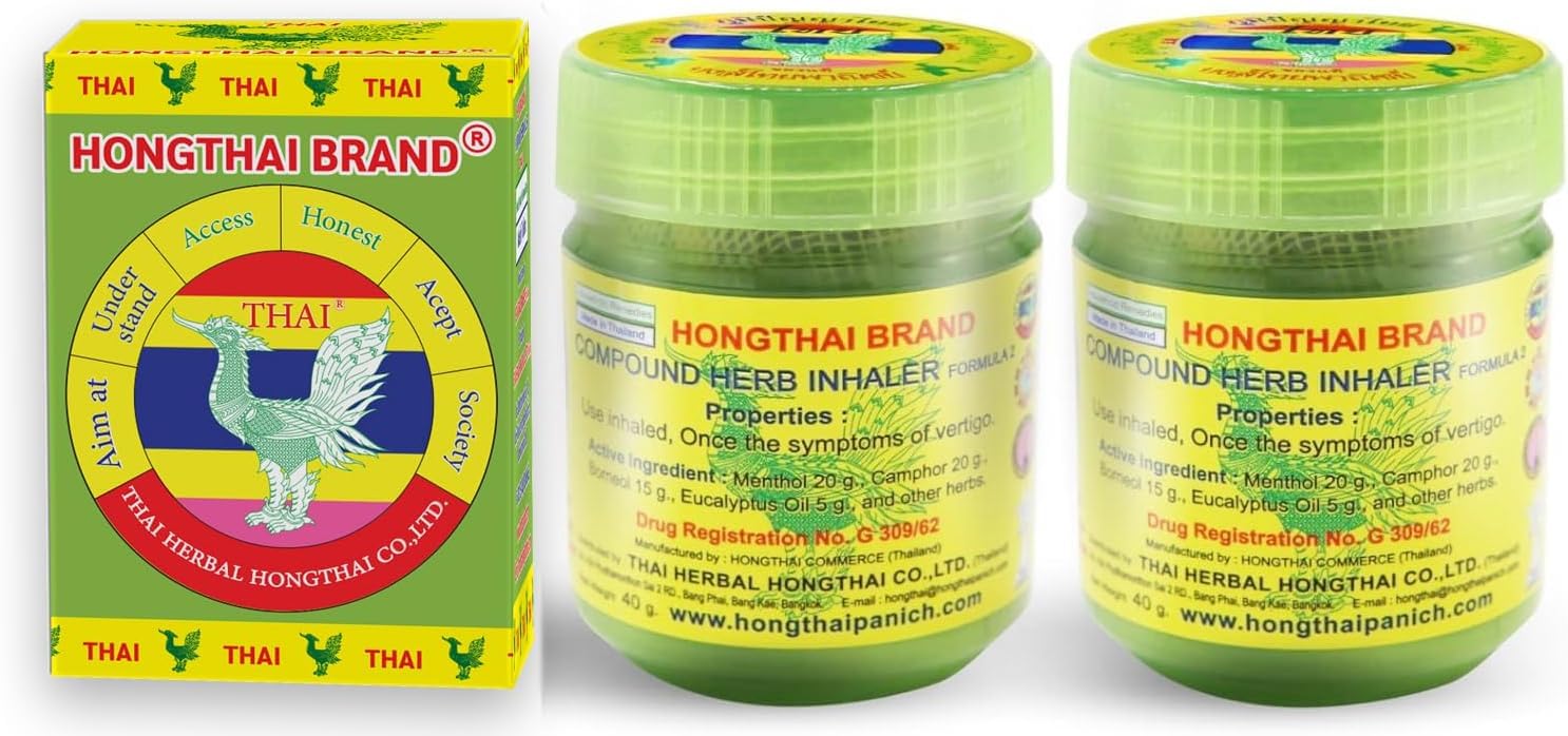 HONG THAI Compound Thai Herb Inhalant 10g Pack of 2