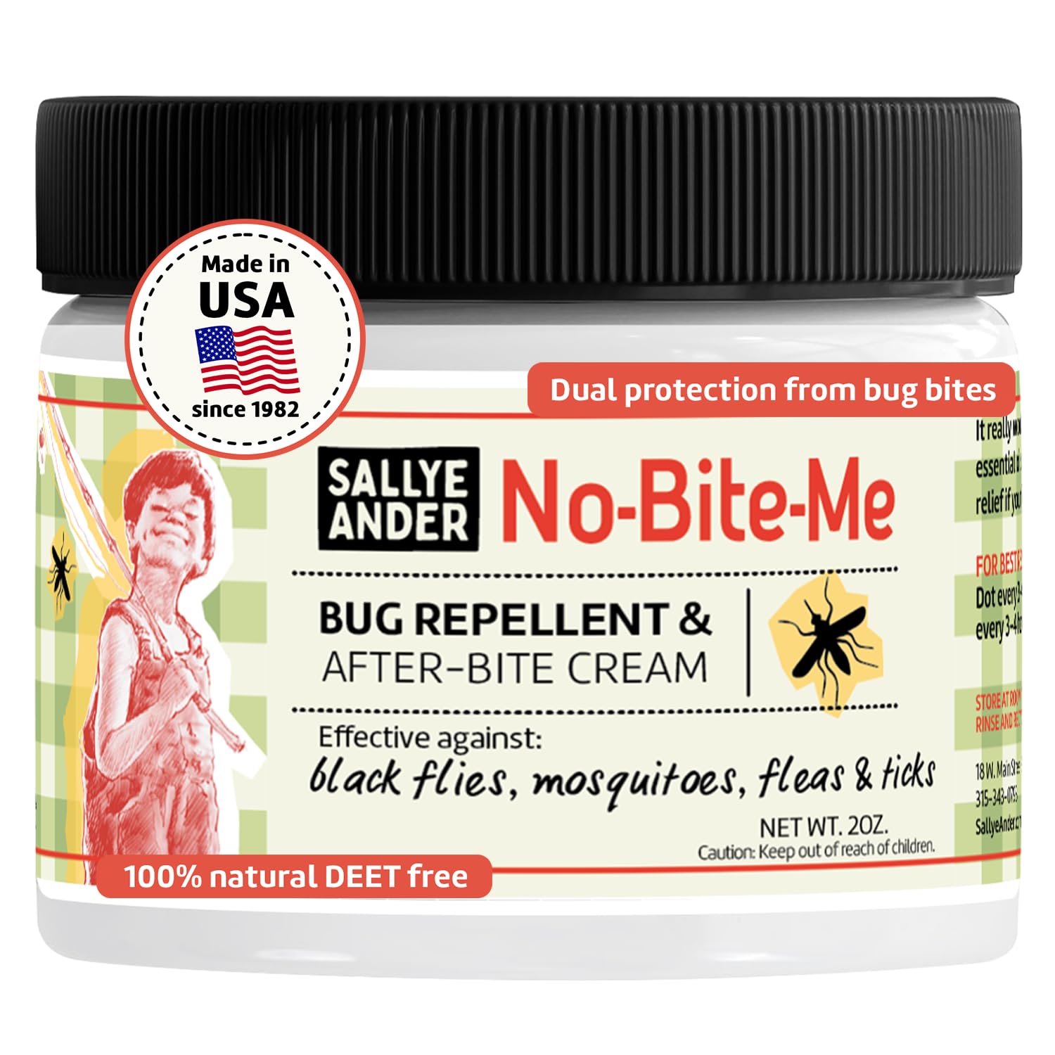 SALLYEANDER No Bite Me All-Natural Bug & Insect Repellent - Anti Itch Cream - 2 oz - Safe for Kids and Infants - Repels Mosquito