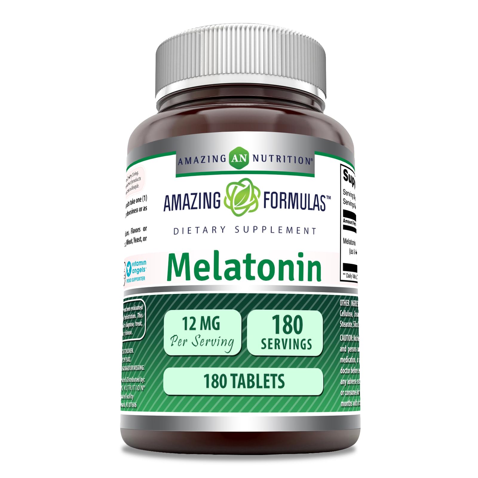 Amazing Formulas Melatonin Supplement | Unflavored | 12 Mg Per Serving | 180 Tablets | Non-GMO | Gluten-Free | Made in USA