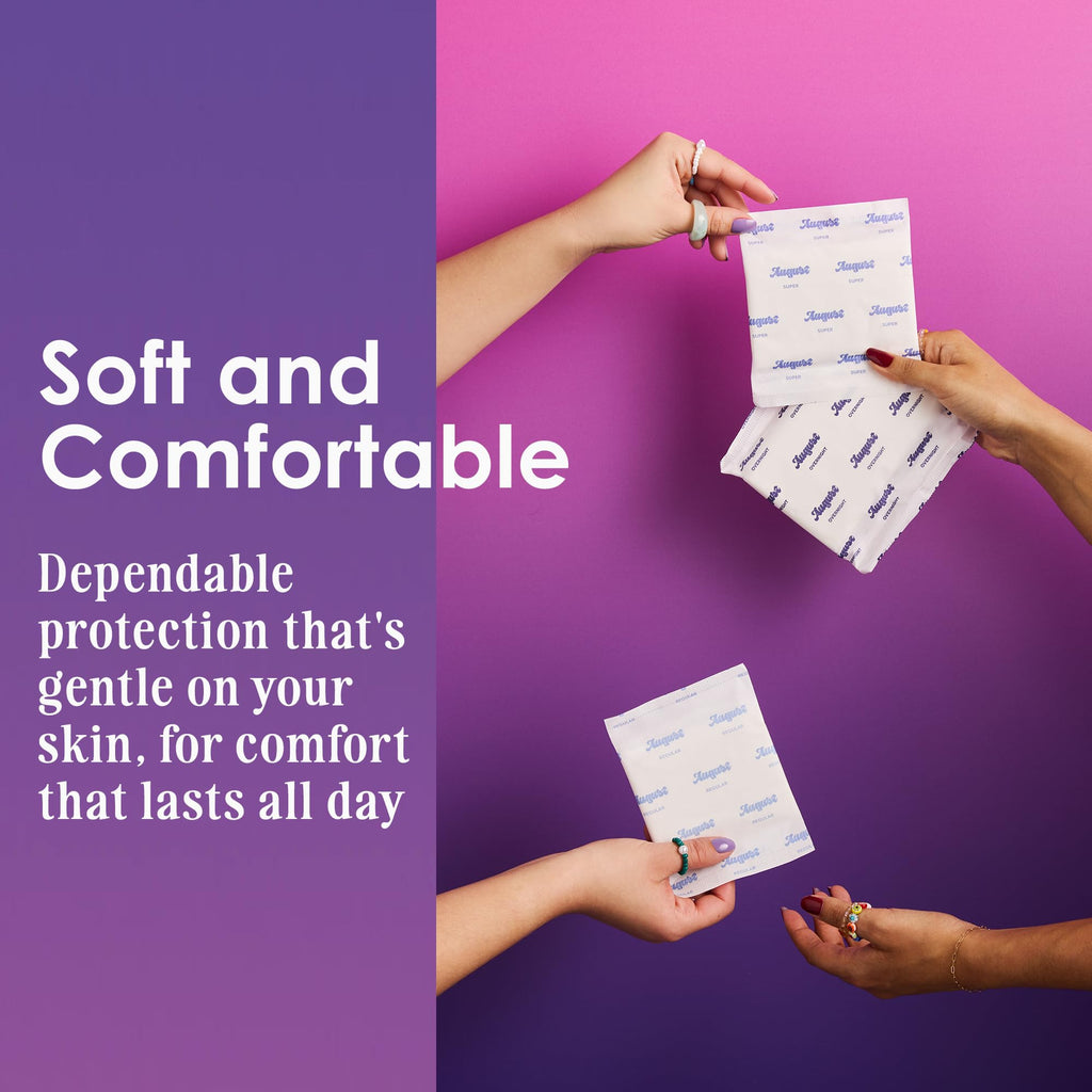 August Regular Cotton Menstrual Pads, 72-Pack Ultra Thin Pads with Wings, Hypoallergenic Sanitary Napkins with Organic Cotton To
