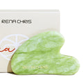 Rena Chris Gua Sha Facial Tools, Natural Jade Stone Guasha Tool for Face, Manual Massage Tool for Jawline Sculpting and Puffines