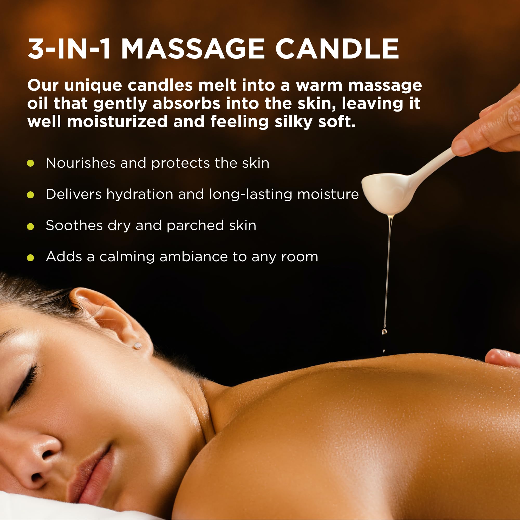 3-in-1 Massage Candle, Lavender Scent - 6 oz. - Candle, Massage Oil & Moisturizer in One - Coconut, Apricot & Soybean Oil - Vega