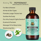 Sunny Isle Jamaican Black Castor Oil with Peppermint 4oz | Promotes Longer, Thicker, Hair | Soothes Dry Itchy Scalp | Moisturize