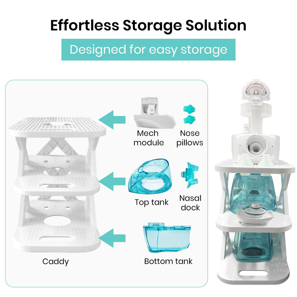 Calvana Detachable 3-Tier Storage Countertop Caddy, Includes 2 Cleaning Brushes for Nose Pillows, Nasal Care System Drying Rack,