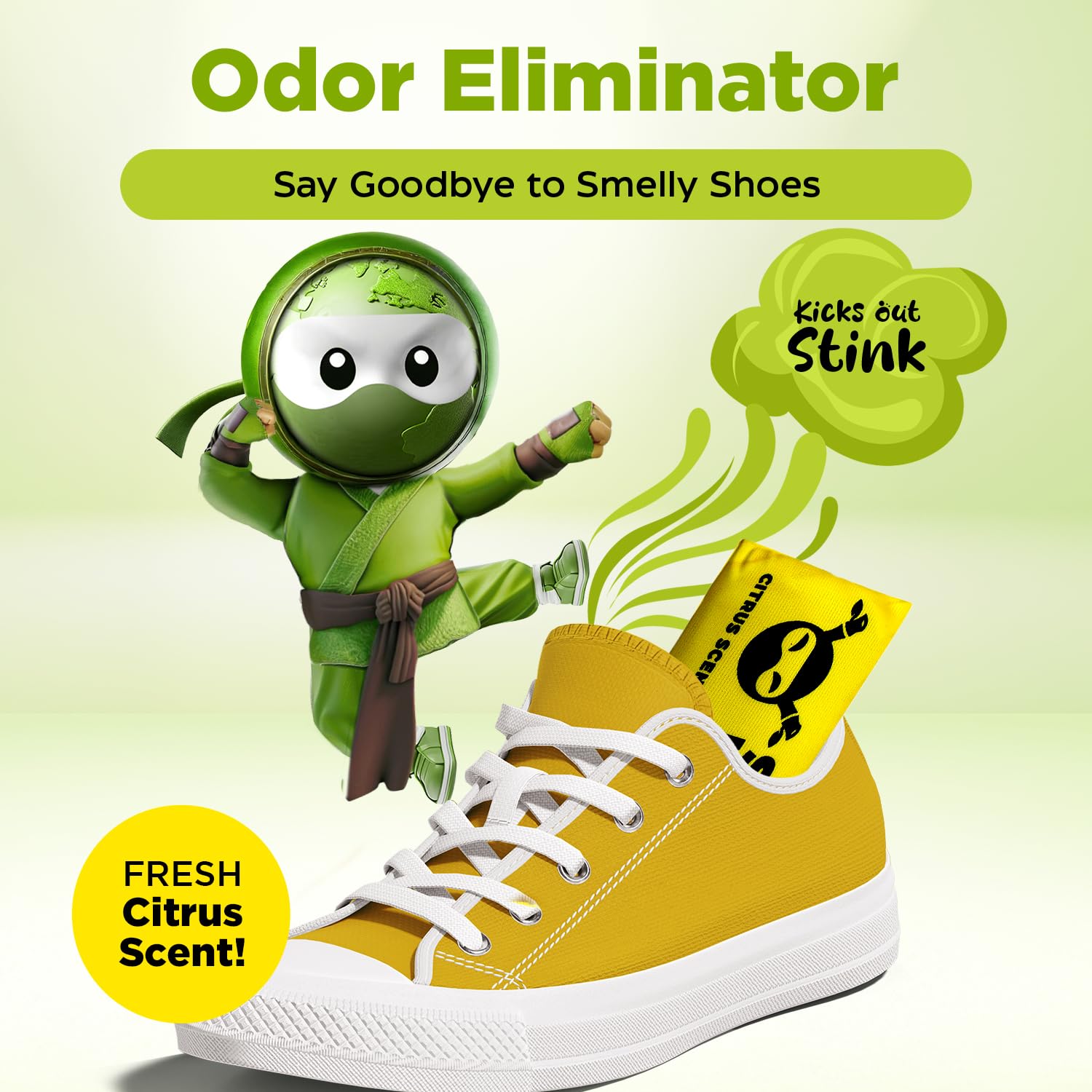 Shoe Ninja Shoe Deodorizer - Shoe Odor Elimination with Activated Charcoal, Versatile and Reusable Shoe Smell Remover, Boxing Gl