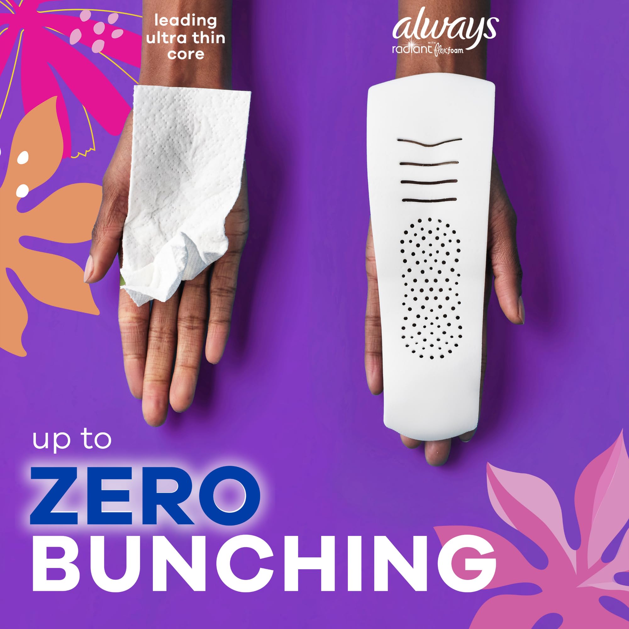 Always Radiant Feminine Pads for Women, Size 3 Extra Heavy, with Wings, Scented, 30 CT