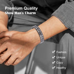 JEROOT Magnetic Bracelets for Men, Pure Titanium Double Row Strong Magnets (3500Gauss Per Magnet) Bracelet, Men's Bracelet with