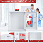 NLShan AED Cabinet Fits All Cardiac Science, Zoll, Physio-Control AED Defibrillator, Wall Mounted Storage Cabinet for Emergency