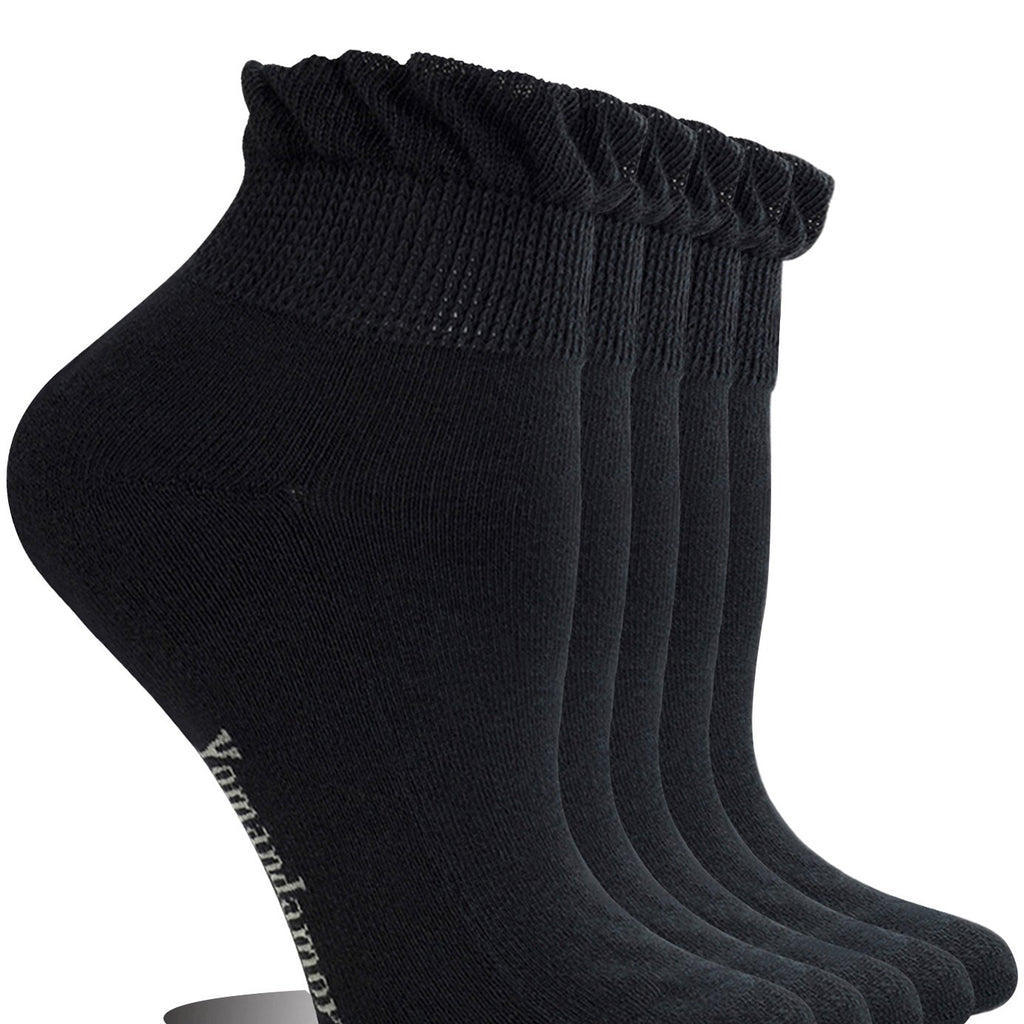 Yomandamor Women's 5 Pairs Non-binding Diabetic Ankle Dress/Casual Socks with Seamless Toe