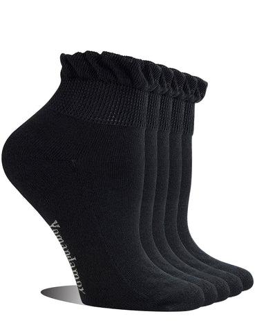 Yomandamor Women's 5 Pairs Non-binding Diabetic Ankle Dress/Casual Socks with Seamless Toe