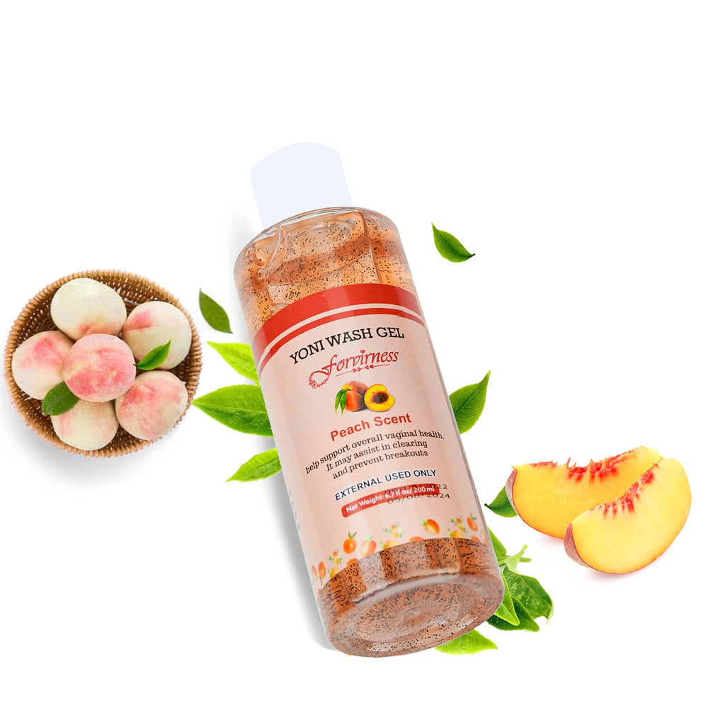 Forvirness Feminine Wash for Women pH Balance, Vaginal Wash Peach Yoni Wash with Coconut Oil, Aloe Vera Extract, 6.7 fl.oz Intim