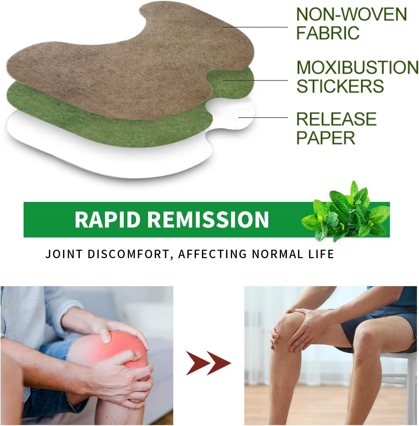Edumaision Natural Knee Joint Patches 36Pcs, Joint Patches, Knee Joint Relief Patches
