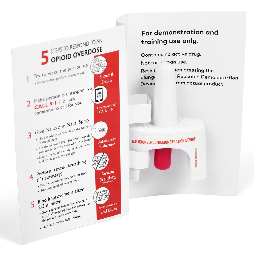 Training Device for Naloxone Nasal Spray | for Use in First Aid Training for Opioid Overdose | Reusable | Includes Two Nasal Spr
