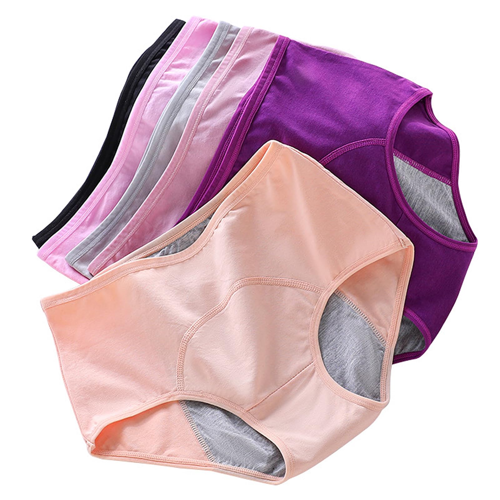 Incontinence Underwear for Women, Cotton Incontinence Protective Briefs, Overnight Plus Size Panties, 6Pcs,Multi Colored,XXL