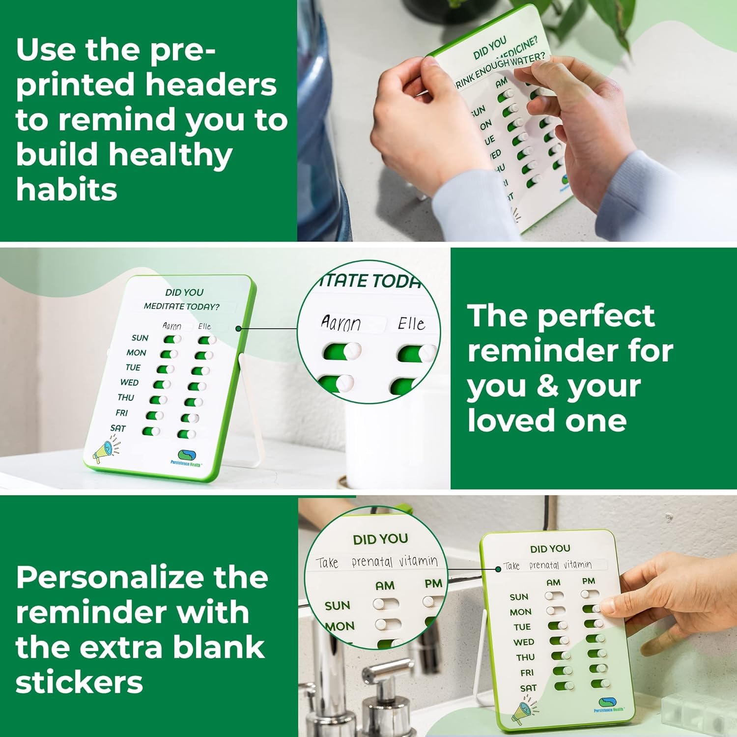 Medication Tracker & Pill Reminder | Visual Reminder Alarm | 7 Day AM PM Medication Reminder | Take and Slide | No More Second-g