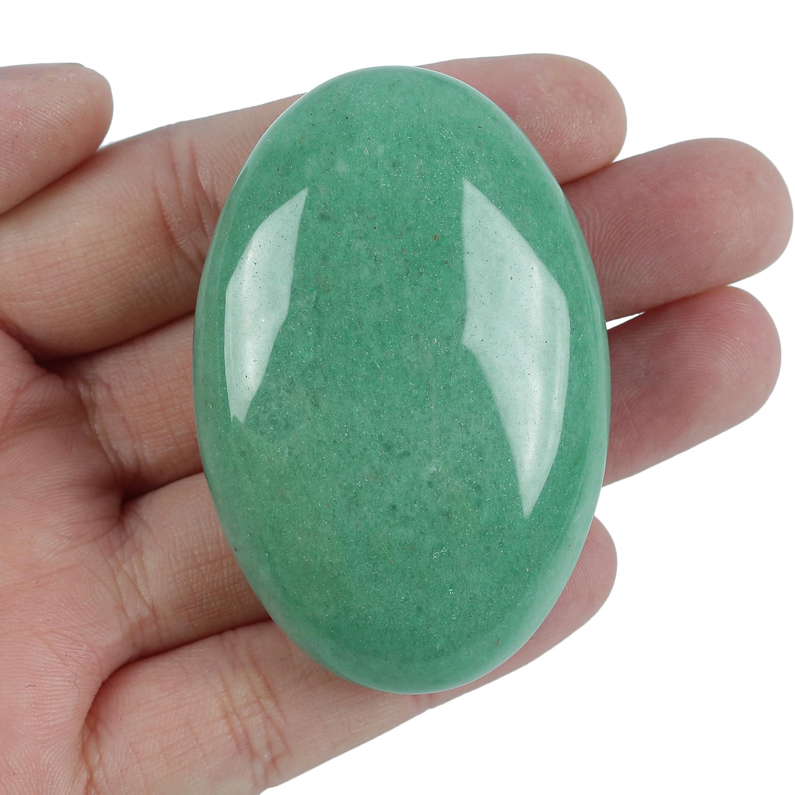Loveliome Natural Green Aventurine Oval Polished Worry Stones, Healing Crystal Indoor Fountain Stones Massage Energy Anxiety Rel