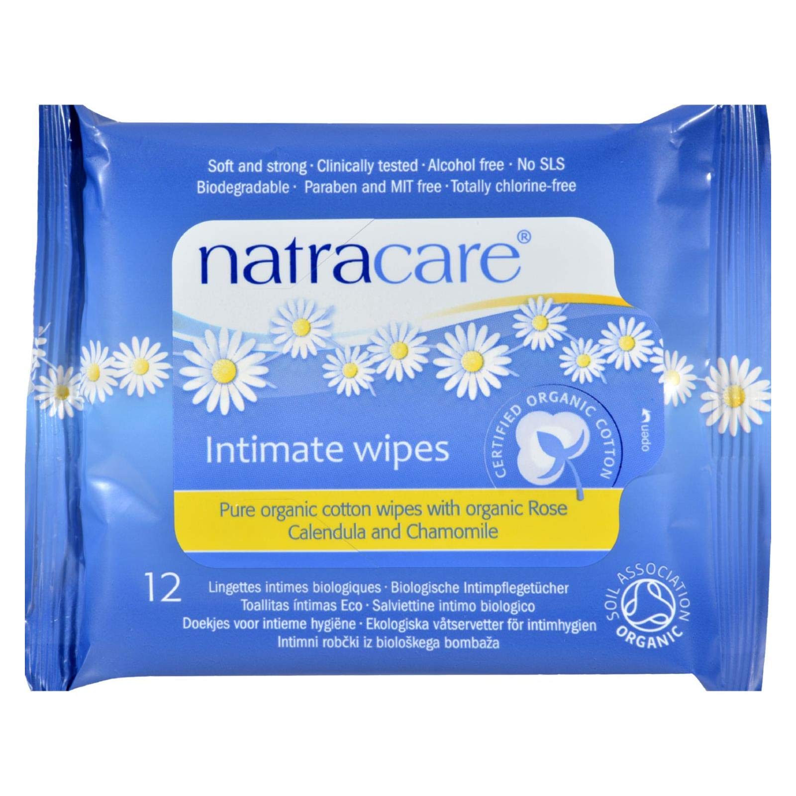 Natracare Organic Cotton Intimate Wipes  12 Wipes  Case of 12 12 CT