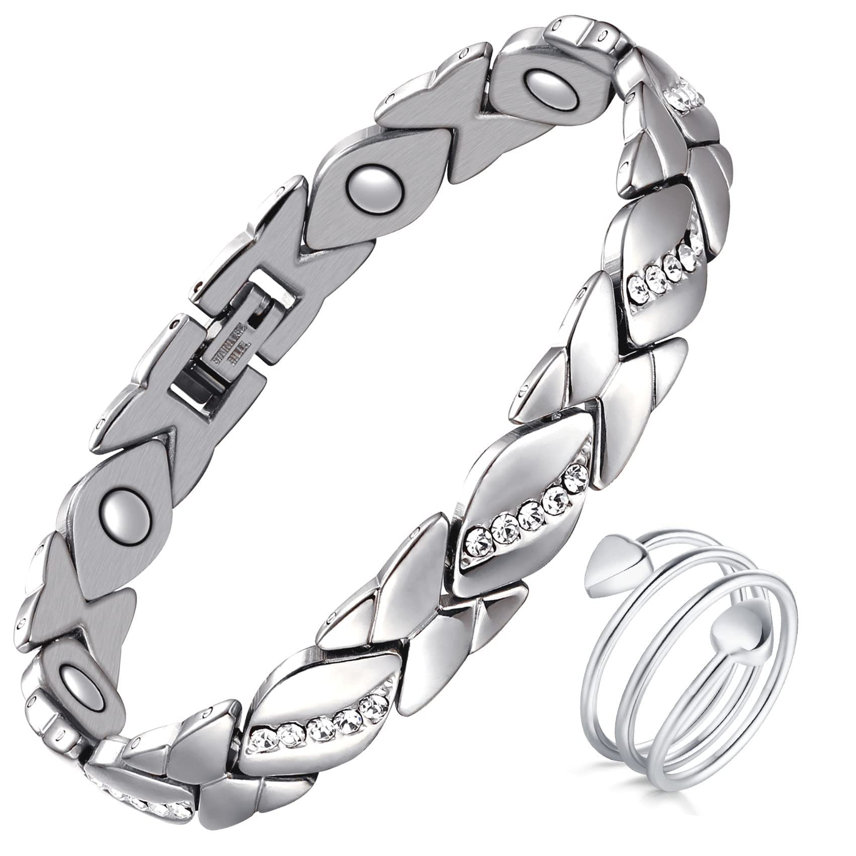 Jecanori Pure Copper Bracelets for Women,Ultra Magnetic Bracelets for Women with 3500 Gauss Magnets,Crystal Valentine's Day Jewe
